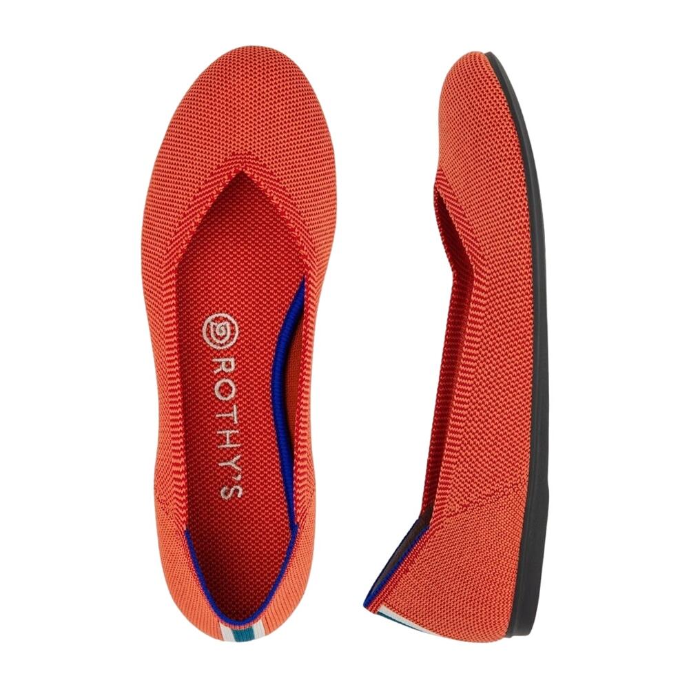 Rothy's The Flat Persimmon Marina Heel Stripe Women’s Size 6‎